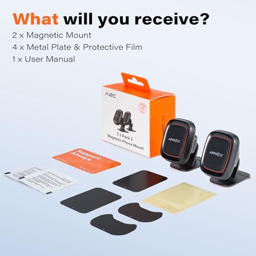 Dual Pack Magnetic Car Phone Holder – APPS2 Super Strong Adhesive Dashboard Mount for i Phone & Samsung – Ultimate Stability & Seamless Connectivity for Safe Driving – Effortless Installation & Enhanced Compatibility for All Smartphones – Designed for Modern Drivers