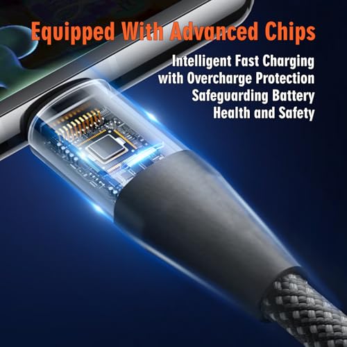 NENJI 3-Pack USB-C to USB-C 100W Fast Charging & Data Cable, 3.3FT Dark Grey – Compatible with iPhone 16/16 Plus/16 Pro Max/, MacBook Pro, iPad Pro, Dell XPS, Samsung Galaxy S24 Ultra, Pixel, Switch – Enhanced Compatibility and Speed