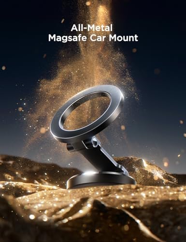 JOYROOM i Phone 16/16 Pro Max Mag Safe Car Mount – All Metal Magnetic Holder with 360° Adjustment & N55 Strong Magnets for Secure, Hands-Free Navigation – Compatible with i Phone 12/13/14/15 & Mag Safe Cases in Sleek Space Gray – Ultimate Driving Convenience and Safety
