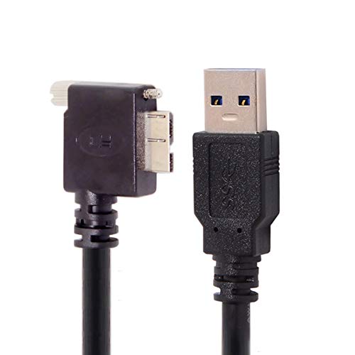 Chenyang 90-Degree Micro USB 3.0 Cable – Type A Male to Micro B Male, 3 M High-Speed Connector for Industrial Cameras & Devices, Enhanced Durability with Mount Panel Screws, Perfect for Tight Spaces and Optimal Cable Management