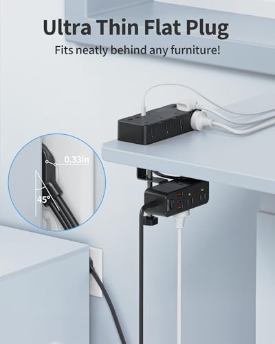 Maximize Your Workspace Efficiency: Dual Layer Desk Clamp Power Strip & Surge Protector with 17 AC Outlets and 7 USB Ports (3 USB-C) – 10 ft Extension Cord for Flexible Setup, 1700 J Protection – Ultimate Space-Saving Charging Station for Home and Office