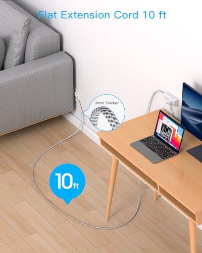 25 Ft Heavy-Duty Extension Cord with Surge Protection – One Beat Flat Plug Power Strip Featuring 6 Outlets & 3 USB Ports (Including USB-C) for Ultimate Device Connectivity in Home, Office, or Dorm Room – Enhanced Flexibility and Rapid Charging Solution