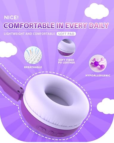 Safe Sound Bluetooth Headphones for Kids – Lightweight Wireless Earphones with 85 d B Volume Limiting for Toddler Hearing Protection – Ideal Twistable Design for School, Travel, and Home Use – Premium Audio Quality with Built-in Microphone for Clear Communication