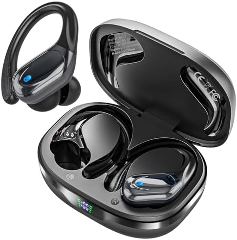 Maximize Your Workout Potential with IPX7 Waterproof Wireless Earbuds – 80 Hours Playtime & Advanced Noise-Canceling Technology for Ultimate Focus and Comfort in Sports – Real-Time LED Battery Indicator for Active Lifestyles
