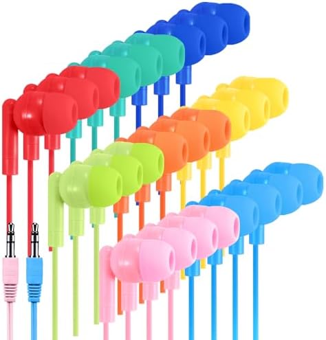 Bulk 30 Pack Kids Earbuds – Vibrant Wired Headphones for Engaging Classroom Activities, Perfect for Schools and Libraries, Seamless Compatibility with Chromebooks, Laptops, and PCs, Exceptional Sound Quality for Enhanced Learning Engagement