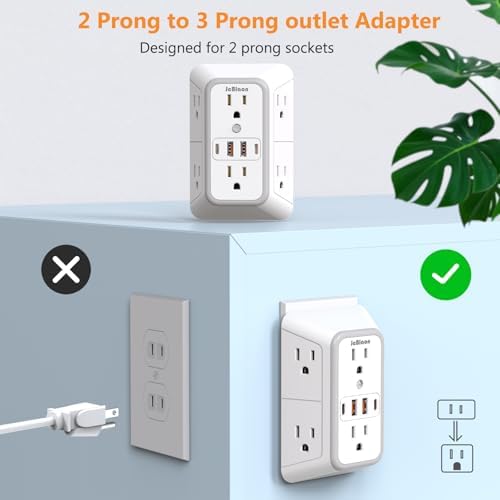 Advanced USB Wall Charger Power Strip Surge Protector with 4 USB Ports (2 USB-C) – Multi Outlet Adapter for Home, Office, and Travel, White (Black) – Unmatched Speed and Safety for Modern Devices