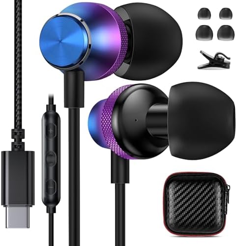 COOYA USB C Wired Earbuds for i Phone 16 Plus & Samsung S25 Ultra – Hi-Fi Stereo In-Ear Headphones with Mic, Lightweight & Durable Design for Crystal-Clear Sound and Enhanced Device Compatibility – Ideal for Travel and Everyday Use