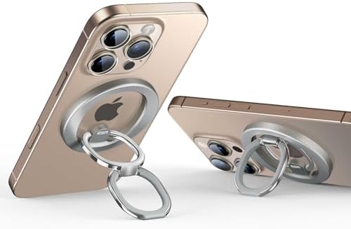 Magnetic Phone Ring Holder with 2-Way Adjustable Stand for i Phone and Galaxy – ESR Halo Lock Grip for Enhanced Stability, Secure Comfort, and Effortless Wireless Charging – Premium Zinc-Alloy Design, 1,200 g Magnetic Hold, Versatile Portrait/Landscape Viewing – Ideal for Caseless Phones and Mag Safe Cases – Black Finish for Modern Aesthetics