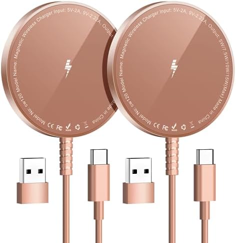 Magnetic Wireless Charging Pad for i Phone 16, 15, 14, 13, 12 & Air Pods 4-2 Pro – Ultra-Thin Aluminum Alloy Design with Strong Magnet for Secure Connection, USB-C/A Compatibility, Perfect for Desk & Travel – Elevate Your Charging Experience with Effortless Convenience and Style