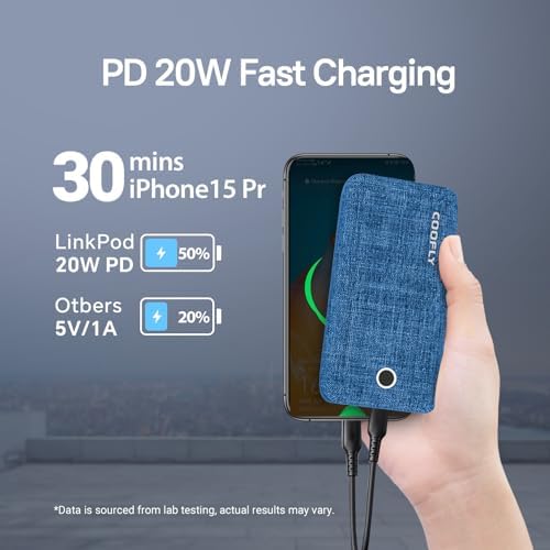 High-Capacity 20000 m Ah Portable Charger – Fast Charging Power Bank with USB-C Input/Output and Dual Ports for i Phone & Android Devices – Ultimate Reliability for On-the-Go Charging