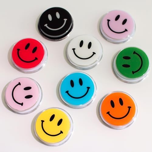 Vibrant Orange Cute Smile Face Expandable Phone Grip & Stand – Eco-Friendly Magsafe-Compatible Mobile Holder for Enhanced Hands-Free Functionality – Portable Smartphone & Tablet Accessory for Secure Use