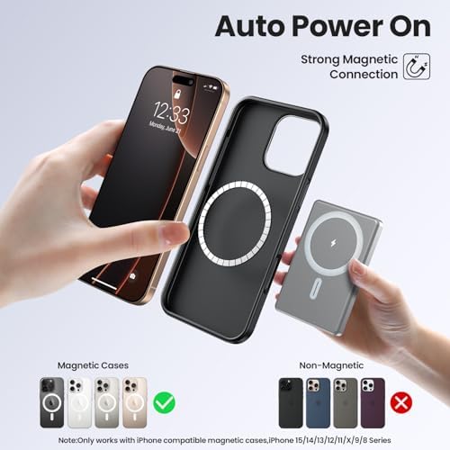 Magnetic 10000 m Ah Ultra-Slim Power Bank – 20 W Rapid Wireless Charger for i Phone 12/13/14/15 Pro Max – Compact & Lightweight Design with Enhanced Safety – Ideal for Quick On-the-Go Charging Solutions