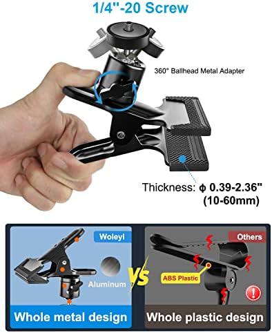 Universal Sun Visor Phone Holder for Car – 360° Adjustable Metal Clip Mount for Smartphones, Tablets & Cameras – Enhanced Compatibility with 1/4” Screw Adapter for All Devices – Perfect for Navigation & Hands-Free Calls