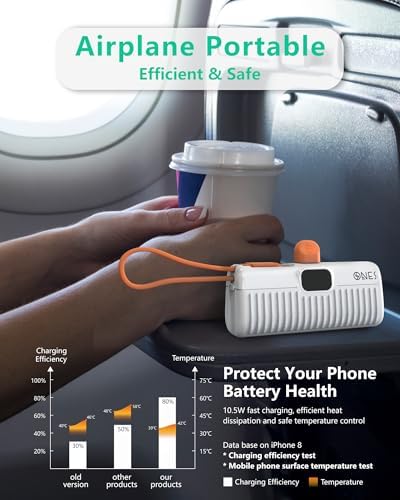 ONES Portable Power Bank 5000 m Ah – Ultra Compact Fast Charger with LED Display for i Phone & Samsung | Mini Backup Battery Pack with Lightning Plug & USB-C Cable | Essential Emergency Phone Charger for On-the-Go Lifestyle