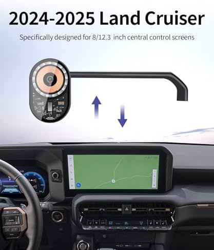 Wireless Charging car Phone Holder for Toyota Land Cruiser Prado 250 J250 LC250 2024 2025 Accessories 8/12.3 inch Screen Fixed Clip,360° Rotation car Phone Mount Compatible with MagSafe – Enhanced Compatibility and Speed