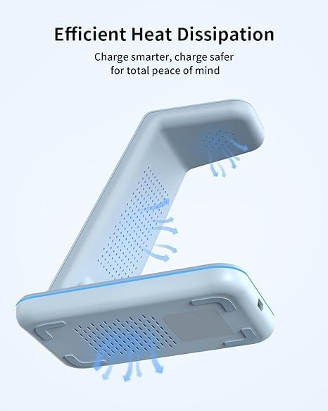 Magnetic Wireless Charging Station for i Phone 15/14/13/12 Pro Max & Apple Devices – Joy Geek 3-in-1 Fast Charger Pad for i Phone, Apple Watch Ultra 9-2, and Air Pods – Compact Design with Enhanced Compatibility and Secure Magnetic Alignment