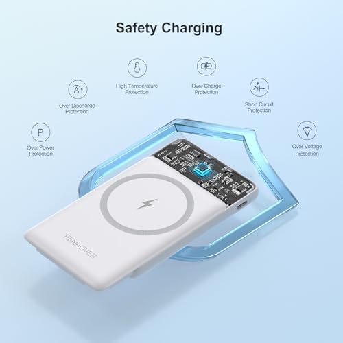 Magnetic Wireless Power Bank for i Phone 16/15/14/13/12 | 5000 m Ah Fast Charging Battery Pack with USB-C Cable | Ultra-Slim & Lightweight Design for Easy Portability | Advanced Safety Features for Reliable On-the-Go Power Solutions