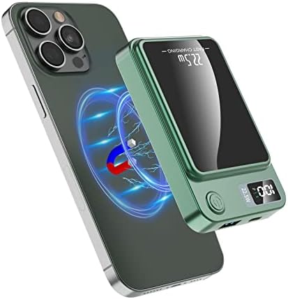 Effortlessly Stay Charged with Our 10,000 m Ah Magnetic Wireless Power Bank – 15 W Fast Wireless & 22.5 W USB PD QC3.0 Portable Charger for i Phone 12/13/14/15 Series – Sleek White Design with LED Display & Seamless Device Alignment – Essential Accessory for On-the-Go Power Needs