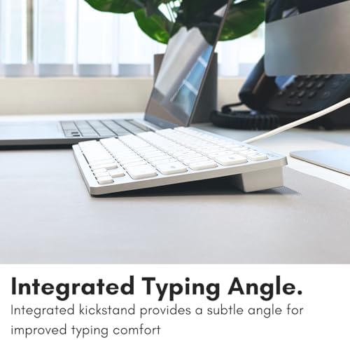 Compact Macally Wired Keyboard for Mac and Windows – Sleek USB Mini Keyboard with 78 Scissor Switch Keys – Effortless Plug and Play Design for Enhanced Typing Speed – Ideal Space-Saving Solution for Modern Workspaces – Durable Aluminum Finish for Long-lasting Performance and Style