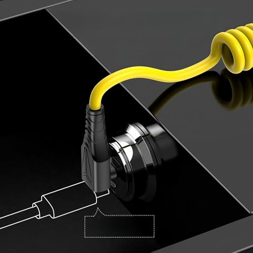 60 W Rapid Charge Retractable Coiled USB C to USB-C Cable with 90° Right Angle Connector – Ideal for i Phone 15/16 Pro Max, Galaxy S24/S23/S20/S10/Note 10/9, Pixel Devices, and Tesla – Ultimate Convenience and Speed for Tidy Workspaces and Seamless Data Sync