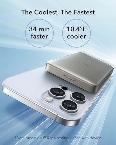 Ultra-Compact ESR Mag Safe Power Bank – 5,000 m Ah Fast Charging Battery Pack with Qi2 Certification – Slim 0.55 in Design for i Phone 16/15/14/13/12 – 15 W Wireless & 20 W USB-C Charger with Cable – Essential Travel Accessory for On-the-Go Power