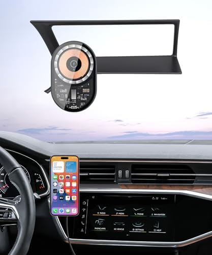 Custom-Fit Wireless Charging Phone Mount for Audi A6/A7 & S Series (2019-2025) – Qi-Compatible Holder for Hassle-Free Navigation and Hands-Free Usage, Mag Safe Ready, Effortless No-Tool Installation, Sleek Interior Upgrade, 360-Degree Rotating Design for Ultimate Viewing Flexibility