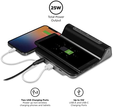 Revolutionary 3-in-1 Magnetic Fast Wireless Charging Clock for Mag Safe Devices – 25 W High-Speed Charging with USB-C & USB-A Ports, Stylish Alarm Clock for Seamless Integration into Your Space