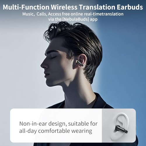 Premium Clip-On Bluetooth 5.4 Earbuds | Open Ear Sport Headphones with 35-Hour Battery Life for All-Day Listening | Ultra-Lightweight Wireless Earphones Featuring Crystal-Clear Voice Calls & Integrated Microphone | Ideal for Fitness and Outdoor Adventures (Sleek Black)