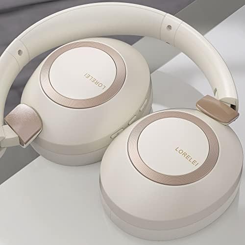 Discover Superior Sound with LORELEI B-C6 Wireless Over-Ear Headphones – 50-Hour Playtime, Lightweight & Ergonomic Design, Enhanced Deep Bass for Ultimate Audio Immersion, Built-In Microphone for Seamless Calls, and Plush Memory Foam Earmuffs for All-Day Comfort at Home or On-the-Go (Beige White)