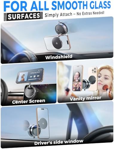 Transform Your Driving Experience with the e Samcore Magnetic Phone Holder – Premium Mag Safe-Compatible Car Mount Featuring Advanced Vacuum Suction for Secure Attachment on Windshields, Mirrors & Gym Equipment – Innovative Foldable Stand for Effortless Hands-Free Navigation and Optimal Viewing Angles