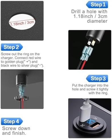 High-Performance 12 V USB C Car Outlet Adapter with PD 30 W & QC 18 W Ports – Waterproof Cigarette Lighter Replacement with LED Digital Voltmeter for Boats, Trucks, RVs, and Golf Carts – Ultimate Charging Solution for On-the-Go Devices