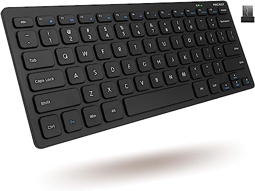 Elevate Your Typing Experience with the Macally Compact Wireless Keyboard – Ergonomic Mini USB Solution for Laptops, PCs, Tablets & Smart TVs – Unmatched Comfort & Enhanced Compatibility for Productive Workdays