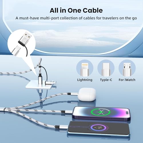 Ultimate Travel Companion: 5 ft USB C Splitter Multi Charging Cable – Dual USB A/C to 3 Type-C Ports for Fast Charging of i Phone 16/15 Series, Tablets & More – 2 Pack for Convenience and Enhanced Compatibility
