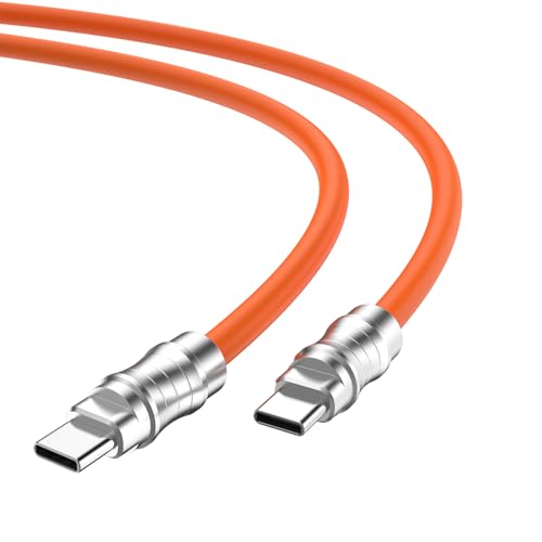 USB C to USB C Silicone Cable 2Pack 10FT, Ultra Flexible & Soft USB Type C 100W Fast Charging Cable, Geek Industrial PD Data Transfer Cable for Phones,Tablet,Laptops(Yellow) – Enhanced Compatibility and Speed