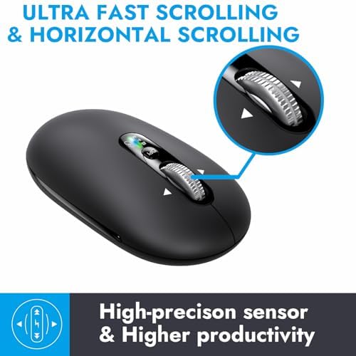 Ultra-Slim Wireless Bluetooth Mouse for Multi-Device Use – Lightweight Travel-Friendly Design with ±3000 DPI Precision, 4-Way Metal Scrolling, and 8 Customizable Buttons – Perfect for Laptops, Tablets, and Phones – Enjoy Quiet Operation and Long Battery Life for Enhanced Productivity