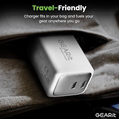 Elevate Your Charging Game with the GEARit 48 W Dual-Port USB C Fast Charger – Cutting-Edge Ga N Technology for Rapid Power Delivery to Apple, Samsung, i Phone, i Pad, and Google Pixel – Compact and Lightweight Design for Ultimate Portability – Power Up Two Devices Simultaneously with Advanced PD 3.0 and PPS Features for Unmatched Efficiency and Reliability – Perfect for Travelers and Tech Enthusiasts Seeking Superior Charging Solutions.