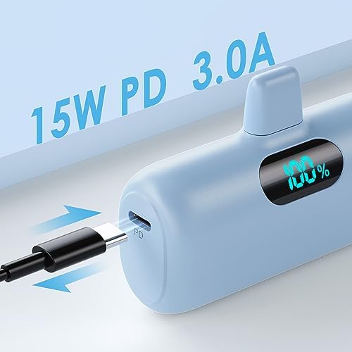 Compact Pink Portable Charger for i Phone – 5000 m Ah PD Fast Charging Power Bank, Lightweight Mini Battery Pack Compatible with i Phone 14/14 Pro Max/13/13 Pro/12 Pro/11/XS/XR/X/8/7/6 – Stylish and Versatile Backup Solution for On-the-Go Power