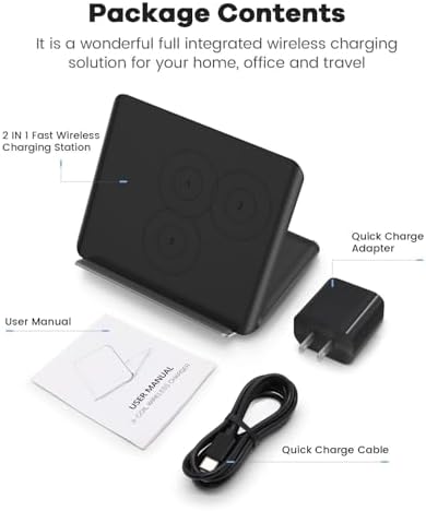 Fast Wireless Charging Pad for Samsung Galaxy Z-Fold Series – 15 W 2-in-1 Charger with PD Adapter for Galaxy Z Fold 6/5/4/3, S24/S23/S22, Note20 Ultra, and Galaxy Buds2 Pro/2/Live – Sleek White Design for Enhanced Compatibility and Efficiency – Perfect for Busy Lifestyles