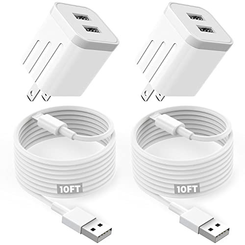 Ultra-Fast i Phone Dual Port Charger Set – 6 FT Lightning Cable & Compact Wall Plug Adapter for i Phone 14, 13, 12, 11 Pro Max, XS, X, 8, 7 Plus, SE & i Pad – Quick Charge Technology for Seamless Power on the Go