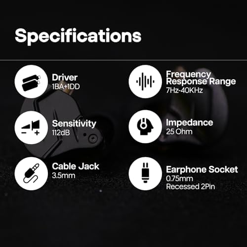 Linsoul KZ ZSN PRO X Hybrid Metal In-Ear Monitors with Dual Driver Technology – 1 BA + 1 DD for Hi-Fi Sound, Detachable 2-Pin Cable, Zinc Alloy Durability, Enhanced Device Compatibility, Perfect for Audiophiles and Music Lovers