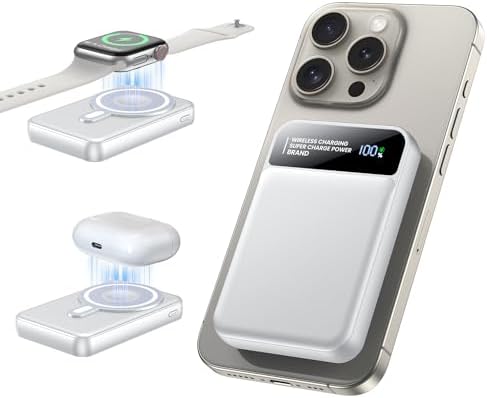 Revolutionary 3-in-1 Magnetic Power Bank 12000 m Ah – Ultra-Fast 22.5 W PD Charging with LCD Display, Wireless Compatibility for i Phone 12-16, i Watch, and Air Pods – Unmatched Portability and Efficiency for On-the-Go Power Solutions