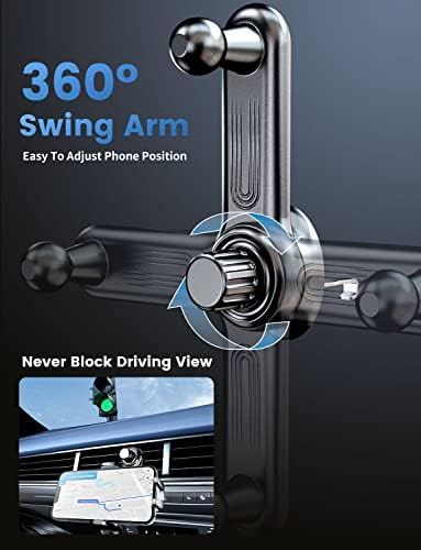 e Samcore Adjustable Car Vent Phone Mount – Versatile Air Vent Clip Holder for i Phone 16/15/14/13 Pro Max & All 4.7″-6.9″ Android Smartphones – Secure, Anti-Fall Design with Enhanced Viewing Angles for Safe Hands-Free Navigation and Calls