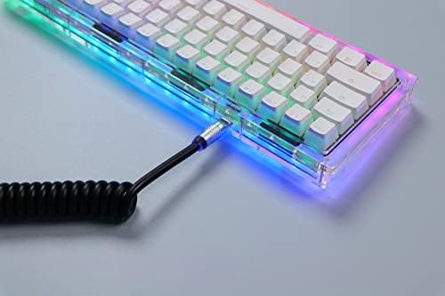 Transform Your Gaming Experience with the EPOMAKER Mix 1.8 m Coiled USB C to USB A TPU Keyboard Cable – Detachable Metal Aviator for Ultimate Customization, Sleek White Design for Enhanced Aesthetics, and Superior Performance for Mechanical Gaming Keyboards