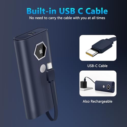 Miady 30 W Fast Charging Power Bank – 20,000 m Ah Portable Charger with Integrated USB-C Cable and LED Battery Indicator for i Phone 16/15/14/13, Galaxy, Android, and i Pad – Ultimate On-the-Go Power Solution for All Your Devices