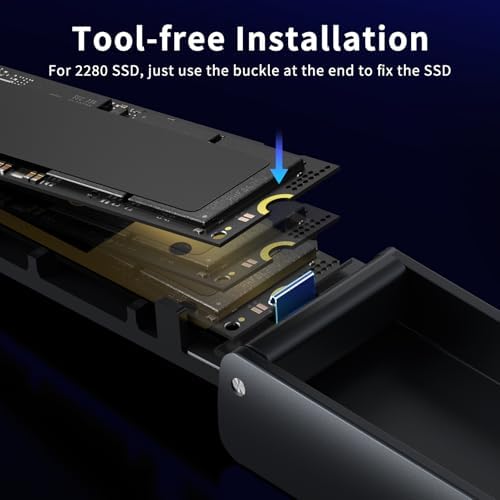 FIDECO High-Speed M.2 NVMe Enclosure – USB 3.2 Gen 2 Adapter for M & M+B Key SSDs, 10 Gbps Data Transfer, Tool-Free Setup, Durable Aluminum Alloy Design, Compact Sandwich Style, Enhanced UASP & Trim Support for Optimal Performance and Reliability