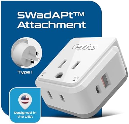 Compact Travel Power Adapter Set for Brazil, Peru & Chile – 20 W Dual USB & USB-C Charger with 2 USA Sockets – Fast Charging with Type C & N Attachments – Portable Plug Converter for Global Travelers – Stay Connected Anywhere