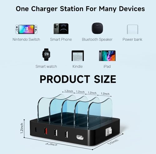 Ultimate 4-Port USB Fast Charging Station – Smart Multi-Device Dock for Phones & Tablets – Universal Charging Hub with Enhanced Safety Features – Sleek Design for Home & Office Efficiency – Rapid Power Delivery Solution