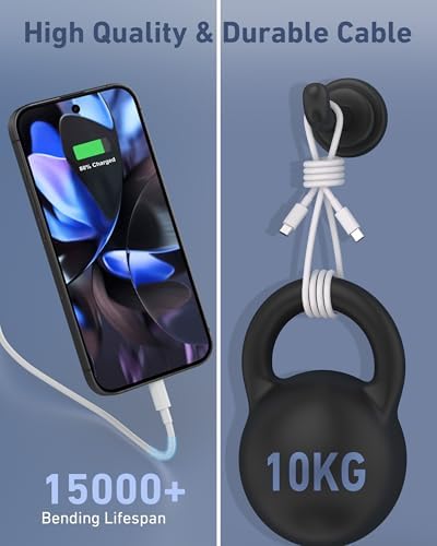 Rapid Charge 45 W USB-C Power Duo for Google Pixel Devices – Includes 10 FT Flexible Cable for Enhanced Charging Flexibility – Ideal for Pixel 9/9 Pro XL, Fold, 8/8 a/8 Pro, 7/7 a/7 Pro, 6/6 a/6 Pro – Travel-Ready Compact Design for Ultimate Portability – Durable Fast Charging Solution to Keep Your Devices Powered Anytime, Anywhere