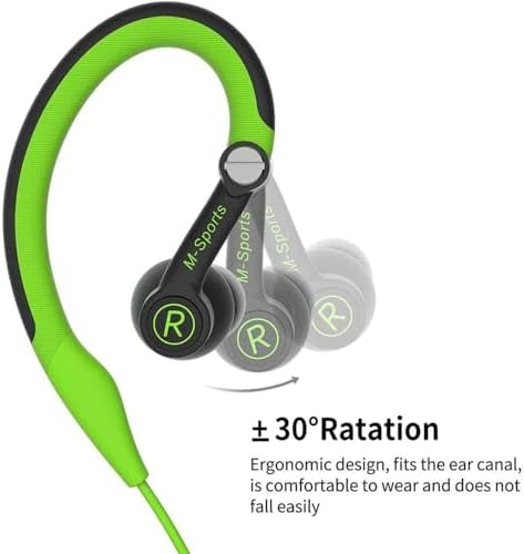 Sweatproof Wired Earbuds with Over-Ear Hooks – High-Performance Sport Headphones for Gym, Running & Jogging – 3.5 mm Jack Compatible – Enhanced Sound Quality & Secure Fit for Active Lifestyles