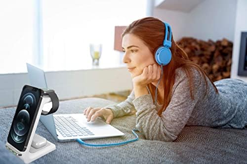 Revolutionize Your Charging Setup with the Advanced 3-in-1 Fast Qi Wireless Charger Stand – Sleek Dock for i Phone 13/12/11/X/8, Apple Watch & Wireless Earbuds – Rapid Power Delivery with Smart Safety Features for Effortless Connectivity